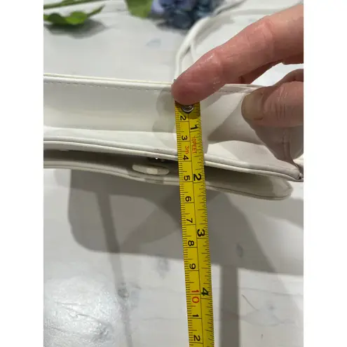 White Faux Leather Crossbody Bag Studded Flap Fringe Small Purse