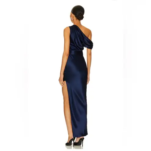 NWT NICHOLAS Eartha Off The Shoulder Gown in Dark Ink, size 2 Blue