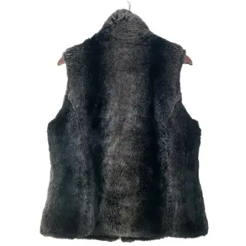 Vintage 90s Y2K Kristen Blake Reversible Black & Gray Faux Fur Zip Front Vest Size M