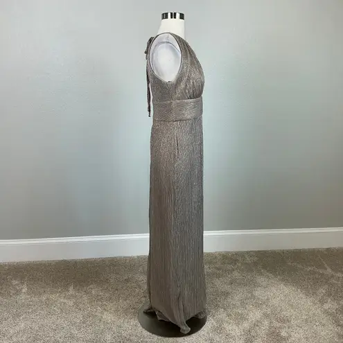 R & M Richards Sparkly Halter Long Column Evening Gown Gold Size 6 Formal Dress