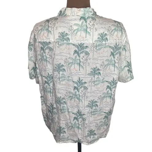 C&C California C & C California linen tropical palm beach scenery print camp shirt size M