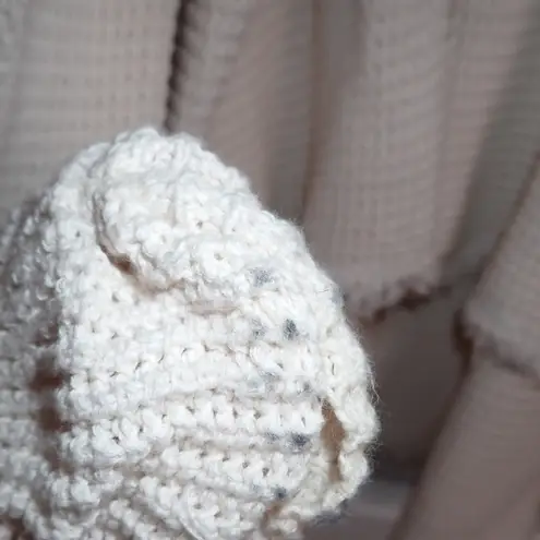 Free People Womens Pullover Sweater Ivory Cold Shoulder V Neck Ribbed Fringe S