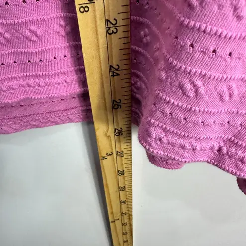 Denim & Co Top 1X Pink Collared Knit Cotton Y2K Preppy Retro Academia Cottage