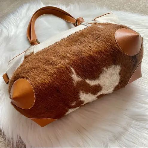 Jotto Cowhide Leather and Canvas Large Shoulder Bag