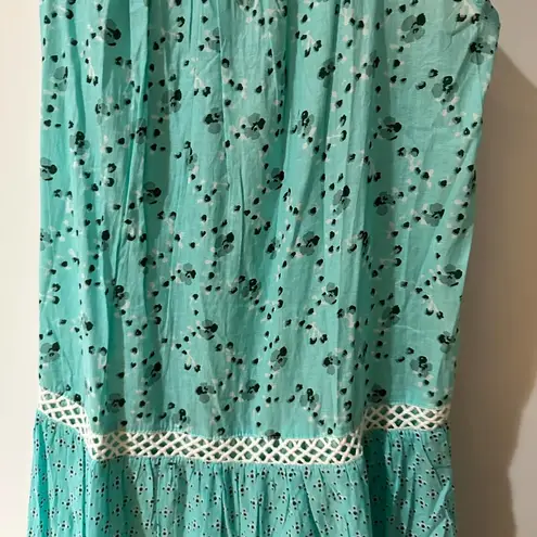 South Beach DEBBIE KATZ  AQUA LILY SLEEVELESS BOHO CROCHET MAXI DRESS MEDIUM