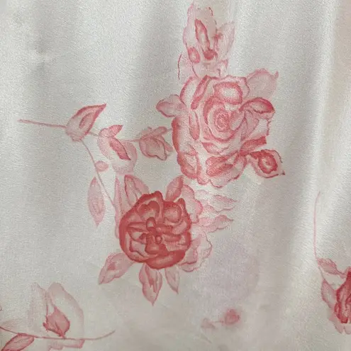 Vintage Floral Pink Lace Trim Satin Slip Nightgown Private Luxury Fairycore Size M