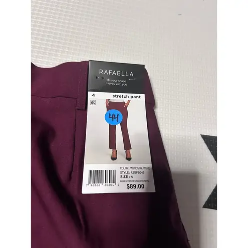 Rafaella Women's Windsor Wine Red Stretch Slim Ankle Pull-On Dress Pant - Size 4