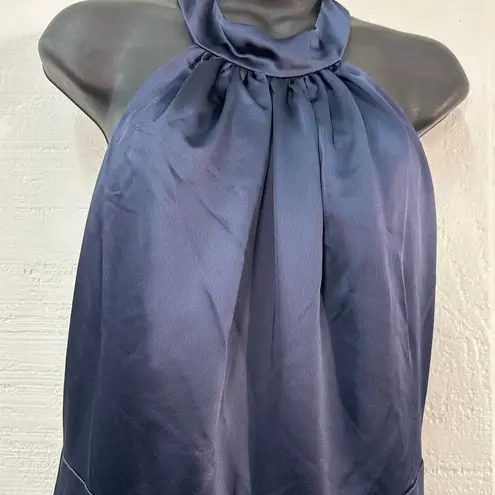 After Six  Women’s Navy Satin Charmeuse & Crepe Haltertop Pantsuit Size Small NW… - Image 8