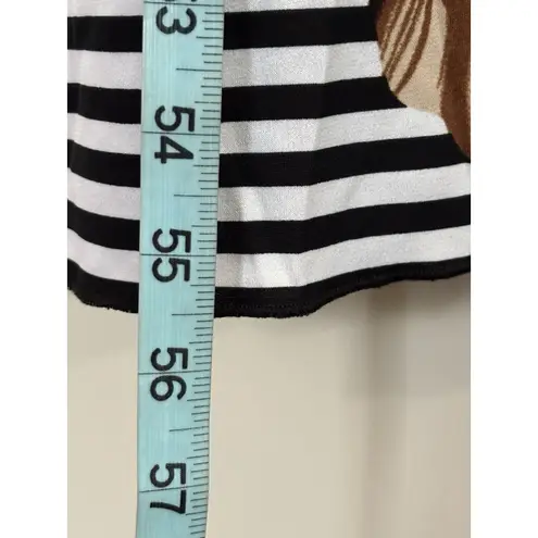 En Focus Maxi Black/White Stripe/Floral Straps Dress Size 20W Tie Waist Black