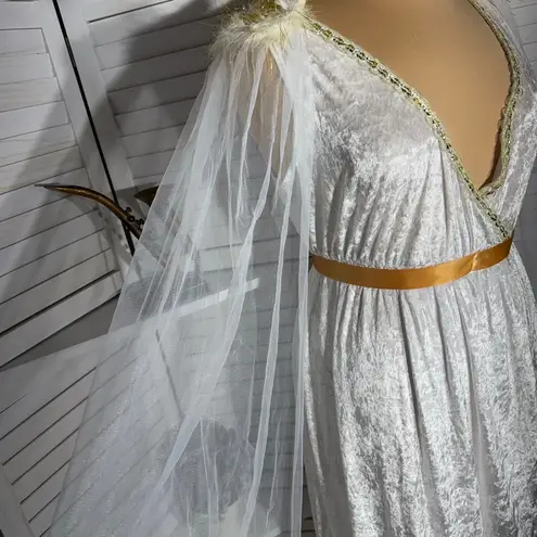 California Costumes Greek Goddess Angel Dress Sheer Crushed Velvet White/Gold 3X White