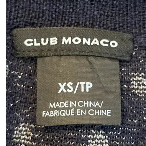 Club Monaco XS Wool Blend Navy Blue Sweater Skirt with Silver Metallic Holiday