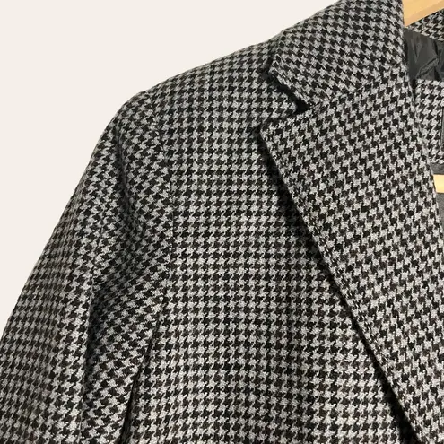 Eddie Bauer  Black Brown Houndstooth Classic Wool Blazer Jacket Size 4P