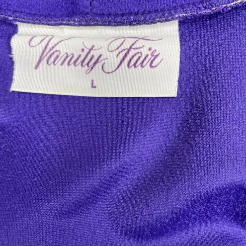 Vanity Fair Vintage Purple White Piping Fleece Tie Wrap Robe Housecoat Sz Large