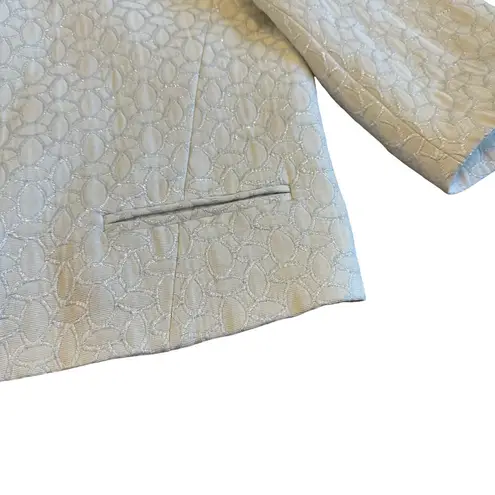 Club Monaco Cream Silver Metallic Blazer Jacket Cropped Oversized Size Large