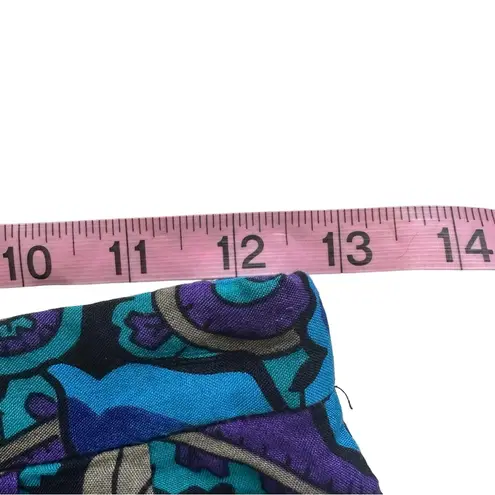 Vintage 90s Boho Free Spirit Abstract Pattern Print Cropped Wide Leg Pan… Blue Size 8