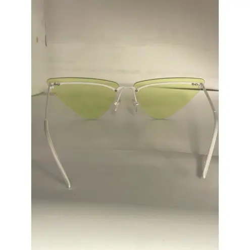 Womens Yellow Cat Eye Gothic Metal Rim Retro Design Sunglasses