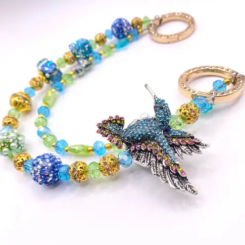 Handmade 🪺Luxury Bag Charm Chain / Phone Chain /Keychain HUMMINGBIRD Bling Crystal Beads