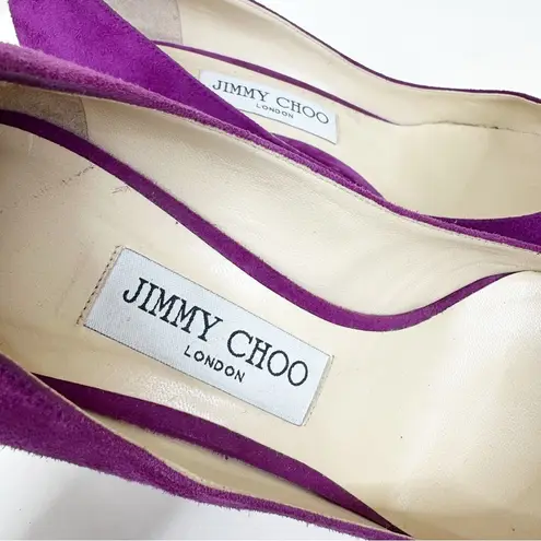 Jimmy Choo Purple Suede Heels Womens 37.5 Slip On Pumps