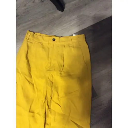ZARA Golden Yellow Lyocell Pants XS  Cuffed Womens