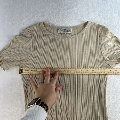 Vtg Y2K Medium M Ribbed Knit Lettuce Trim Top Coquette Bella Swan Grunge Beige Tan Size undefined