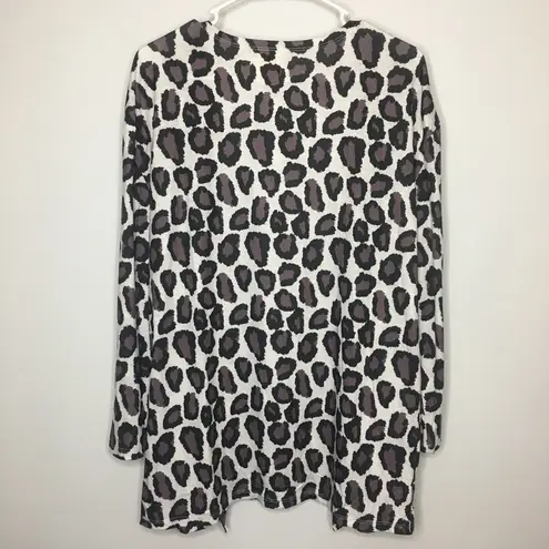 GRACE & EMMA Purple Cheetah Open Drape Cardigan Small Medium