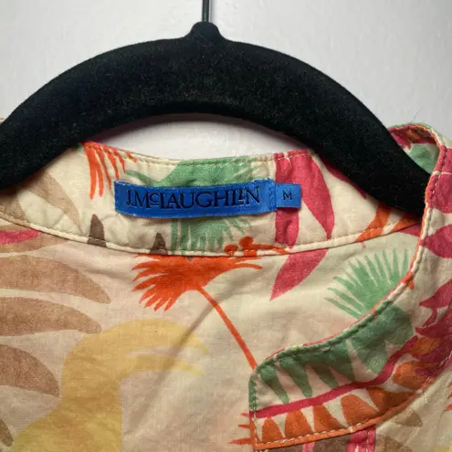 J. McLaughlin Colorful Tropical Print Long Sleeve Tunic Blouse Cotton size Medium - Image 2