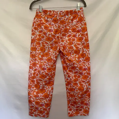 Tommy Hilfiger Vintage  Floral Crop Womens Pants Sz 2 Orange Tropical 2001