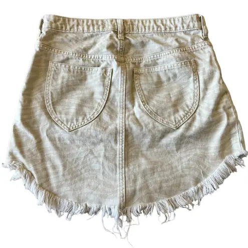 We The Free Skirt Bailey Denim Mini Zebra Print in Cream Size 28