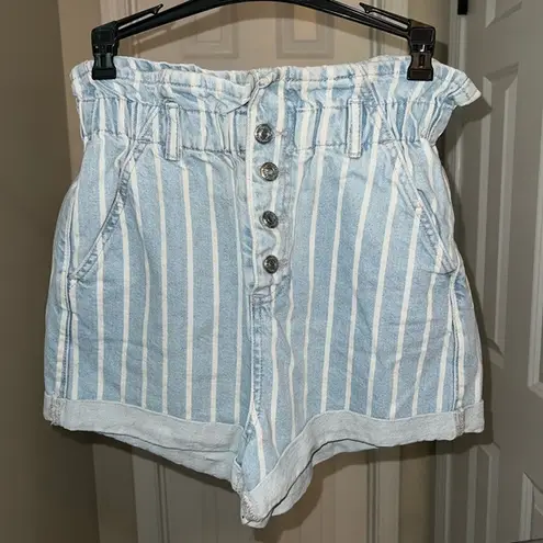 Topshop  stripes denim paper bag shorts