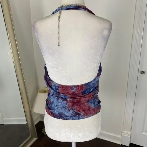 Vixen Vintage Early 2000's Fairy Grunge Purple Blue Tie Dye Crop Halter Top L Size L