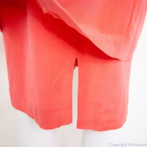 Vintage Maggy London 100% silk mock two piece coral red dress, size 16 Red
