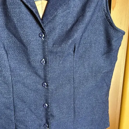 Vintage Indulgence Indigo Blue Jean Vest Pantsuit Size Large