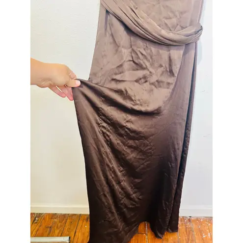 SACHIN & BABI Brown Sleeveless Tie Neck Banded Waist Kayla A