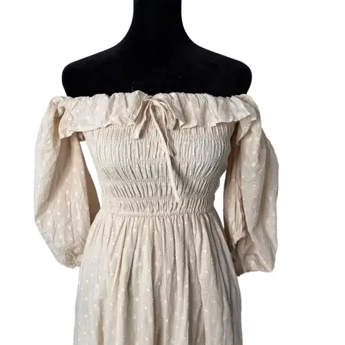 R. Vivimos Off The Shoulder Maxi Dress Smocked Milkmaid Size S Cottagecore NEW