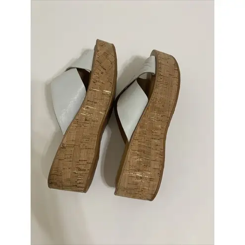 Kork-Ease  Women's Cork Wedge Sandals Size 7 Leather Off White