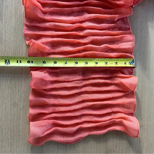 NWT Claudia Nichole Coral Orange Pink 100% Wool Ruched Ruffle Scarf Lightweight