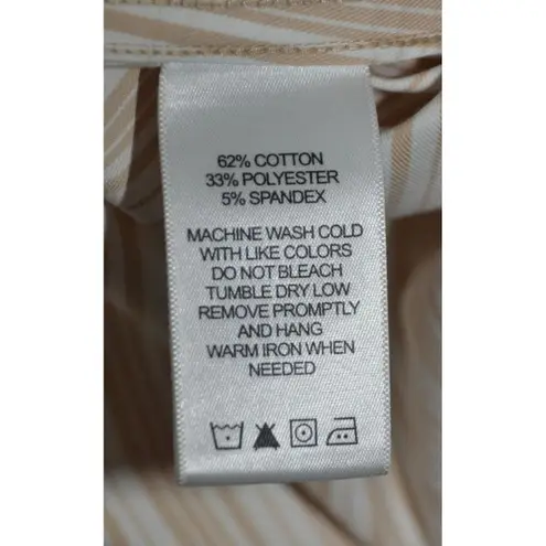 Foxcroft No-Iron Long Sleeve Khaki Striped Button Down Collared Shirt Size 14W