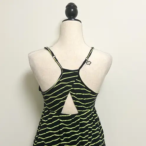 Fox High Speed Black Fluorescent Yellow Stripe Sleeveless Zipper Sundress Small
