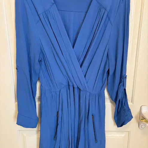 Maeve Anthropologie Lene Blue Crepe Faux Wrap Dress