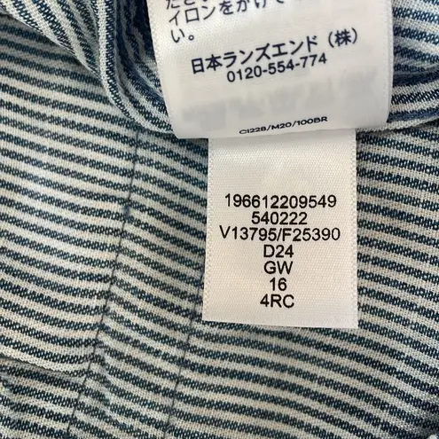 LANDS END Tencel Fiber High Rise Wide Leg Pants in Blue/White Stripe Size 16 NWT Blue