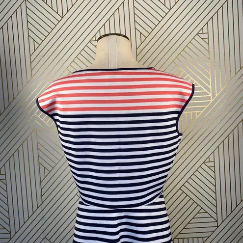 Draper James Draper James Stripe Ponte A-Line Dress Navy Coral