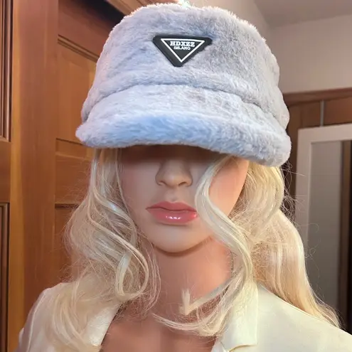 Fluffy Warm Faux Fur Sun Visor Gray