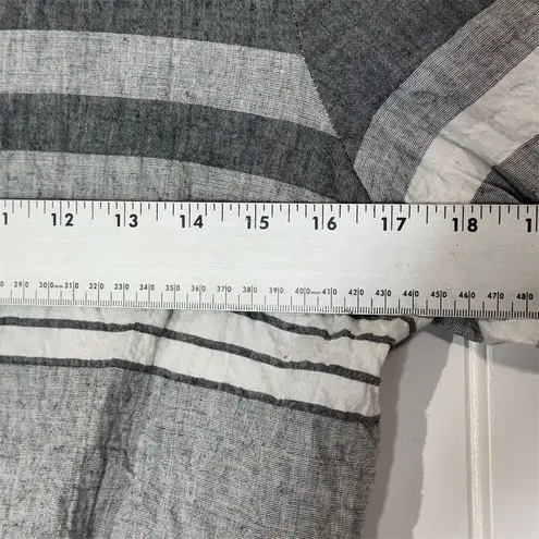 Habitat S Gray White Striped Tunic Top Linen Look Cotton Blouse Crinkle Boho