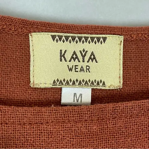 Overalls Slouchy Kaya Wear Relaxed Fit Brown Women Sz Medium Rolled Cuff Cotton