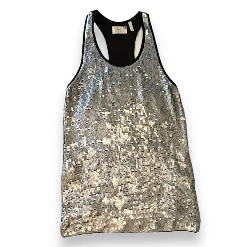 Elizabeth and James Tank Dress Silver Marla Sequins Above Knee Small Night Out