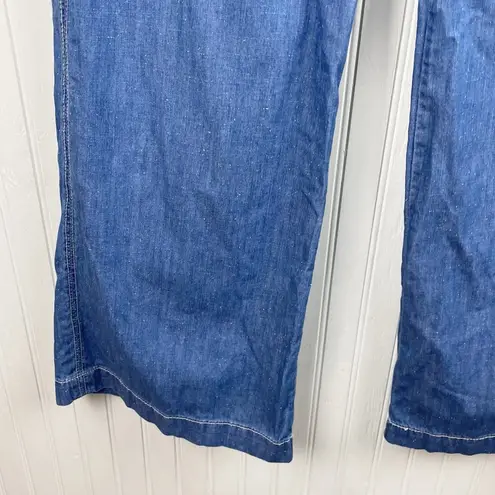 Pilcro and the Letterpress Anthropologie Wide Leg Chambray Blue Jeans Size 12