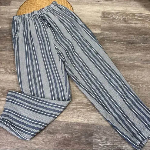 American Eagle  blue striped pull on high rise pants