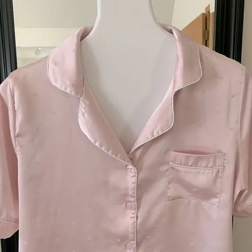 Cupcakes and Cashmere  Pink Heart Satin Pajama Set