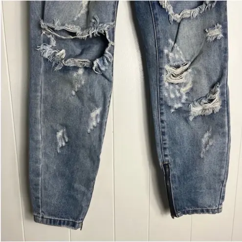 One Teaspoon  Jeans Trashed Freebird Distressed Ripped Skinny Crop Zip Ankle 26