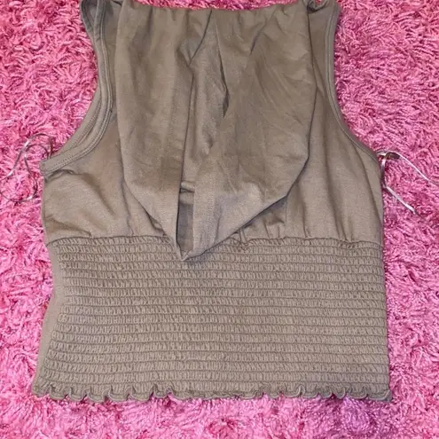 mocha corset hooded scrunch sleeveless top y2k early 2000s Size M